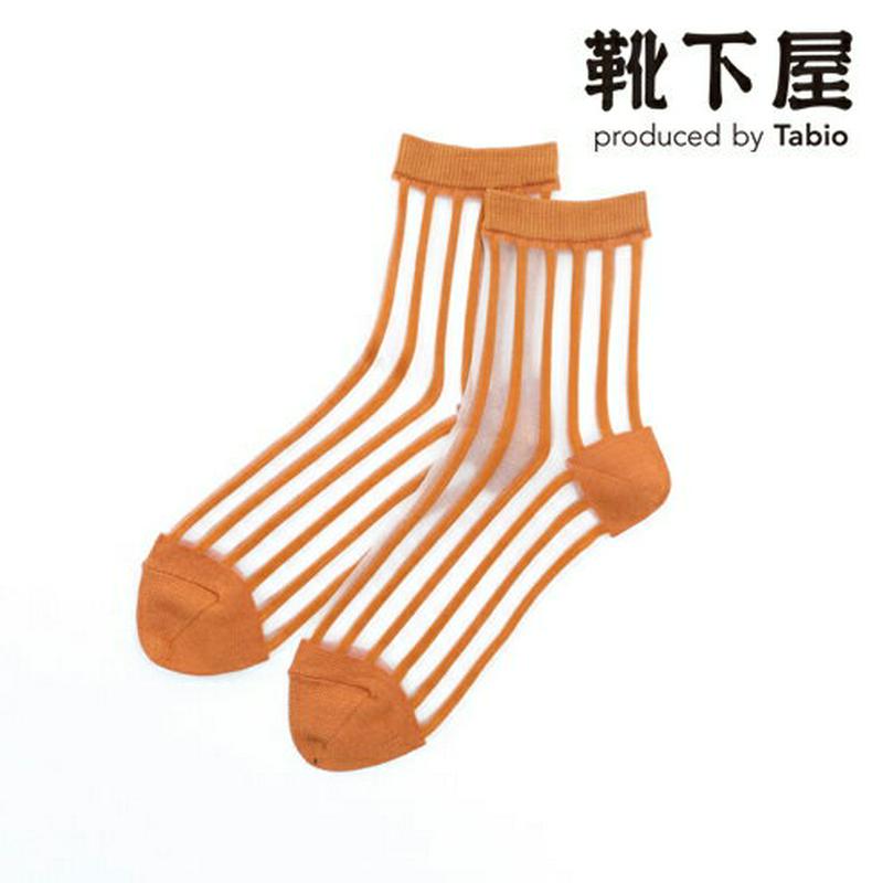 【あす楽】【靴下屋】 チュールストライプショートソックス / 靴下 タビオ Tabio くつ下 レディース ショートソックス シースルー 日本製 母の日