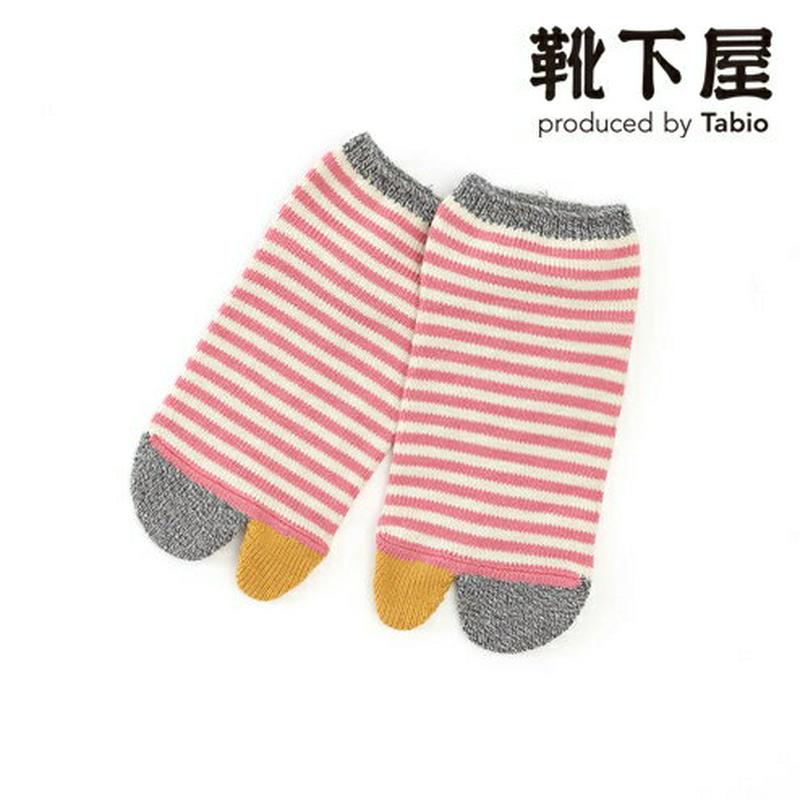 【あす楽】【靴下屋】 足袋 指切替 ボーダー スニーカー用ソックス / 靴下 タビオ Tabio くつ下 くるぶし タビ たび 足袋ソックス レディース 日本製