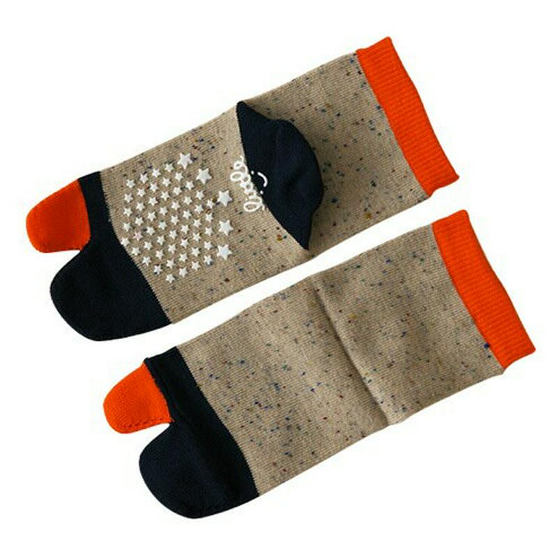 【あす楽】【靴下屋】 キッズネップカラフル足袋ソックス13〜15cm ベージュ / 靴下 タビオ Tabio くつ下 キッズ 子