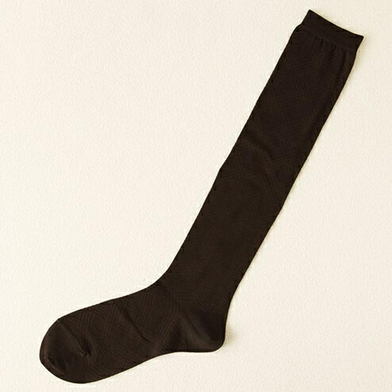 【あす楽】【靴下屋】 斜め透かし柄ハイソックス コゲチャ ブラウン / 靴下 タビオ Tabio くつ下 レディース 日本製 ¬