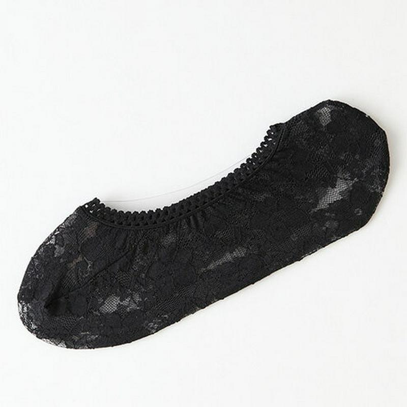 【あす楽】【靴下屋】 ストレッチレース花柄カバーソックス クロ 黒 ブラック / 靴下 タビオ Tabio くつ下 レディース 日本製 ¬¬