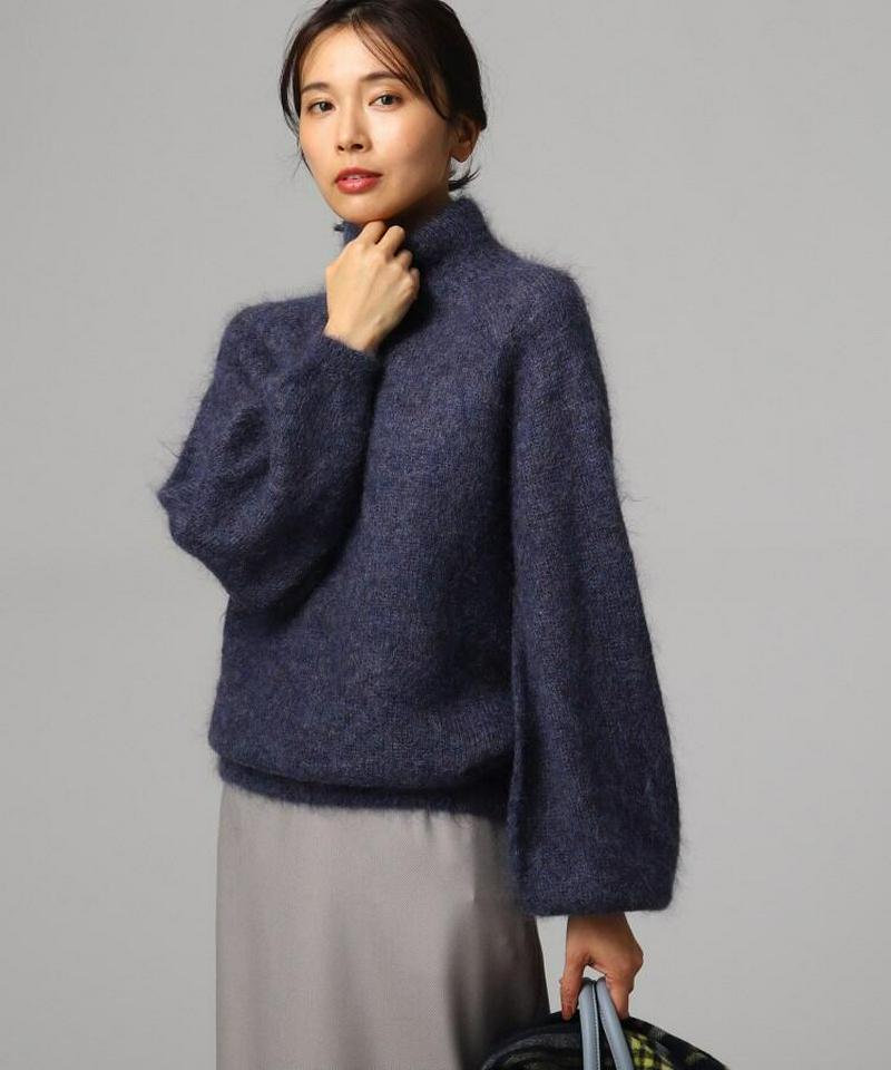 モヘヤ混ハイネックニットプルオーバー