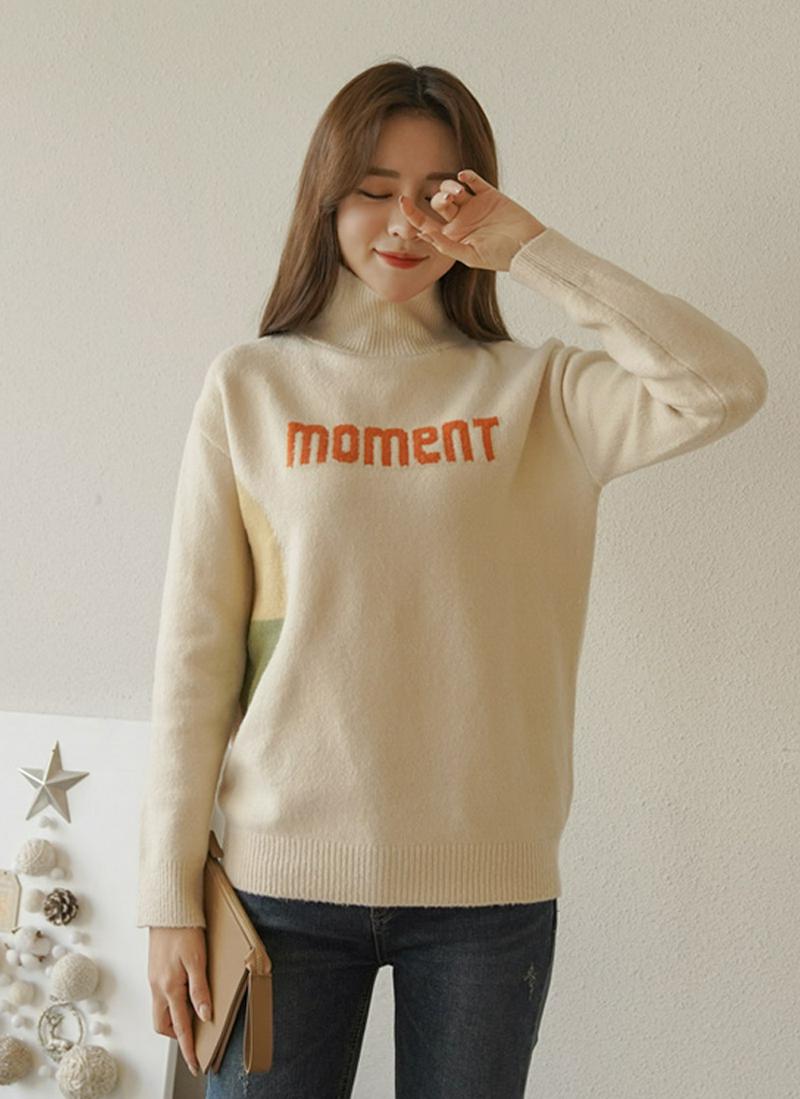 momentポイントカラーニット