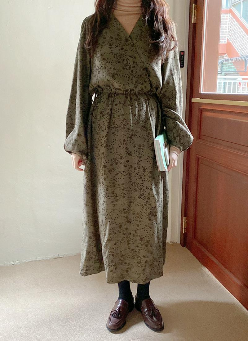 パターンカシュクールロングワンピース