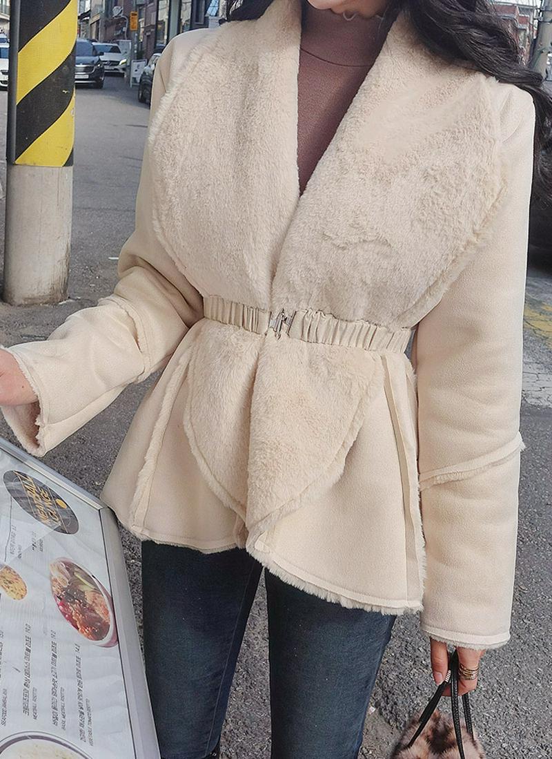 ゴムベルト付フショールカラーファージャケット