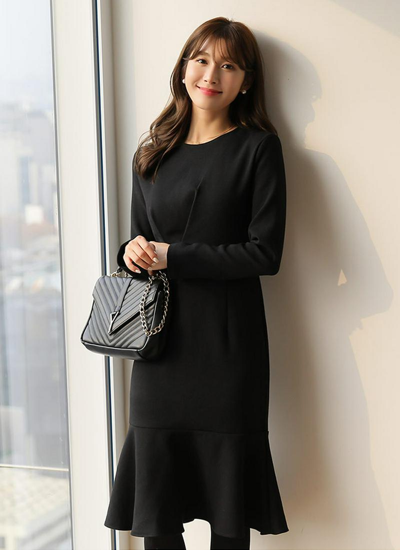 裏起毛マーメイドシルエットワンピース