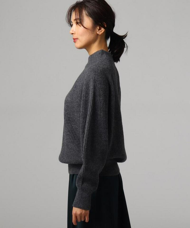 ウール混モックネックニットプルオーバー