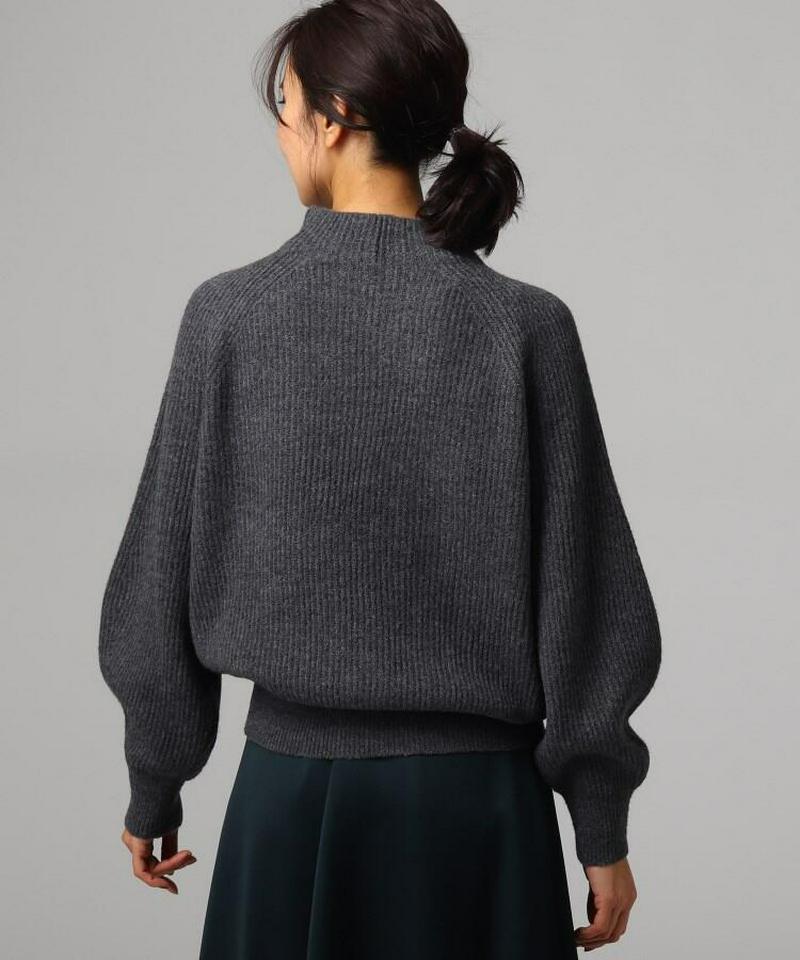ウール混モックネックニットプルオーバー
