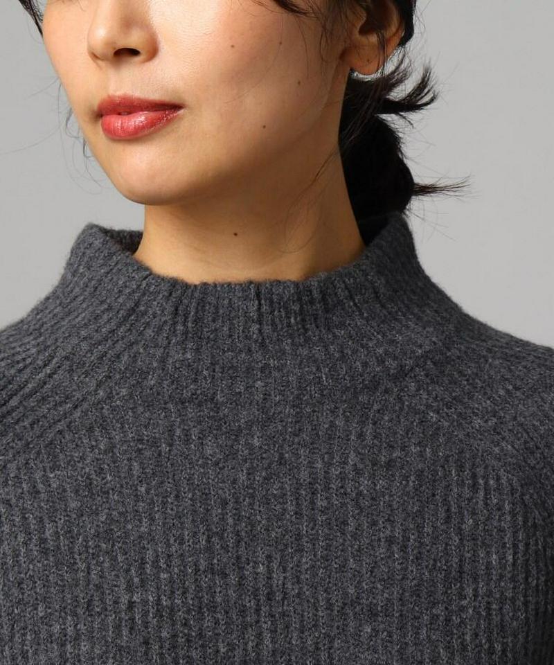 ウール混モックネックニットプルオーバー