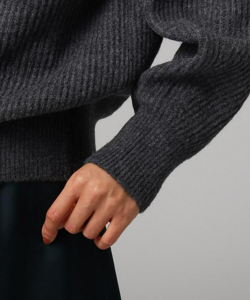 ウール混モックネックニットプルオーバー