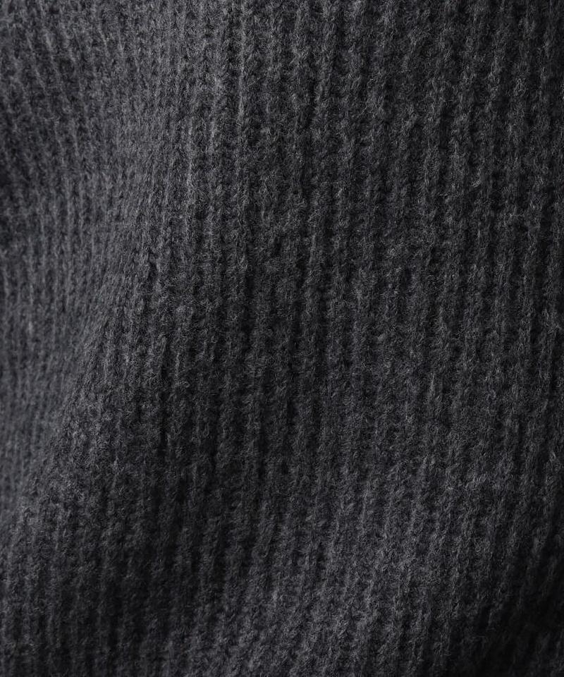 ウール混モックネックニットプルオーバー