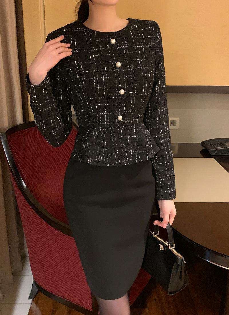 ツイード切替ワンピース