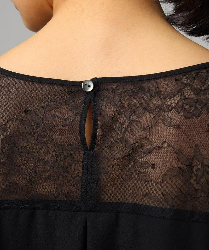 【洗える】バックサテン切り替えレースブラウス