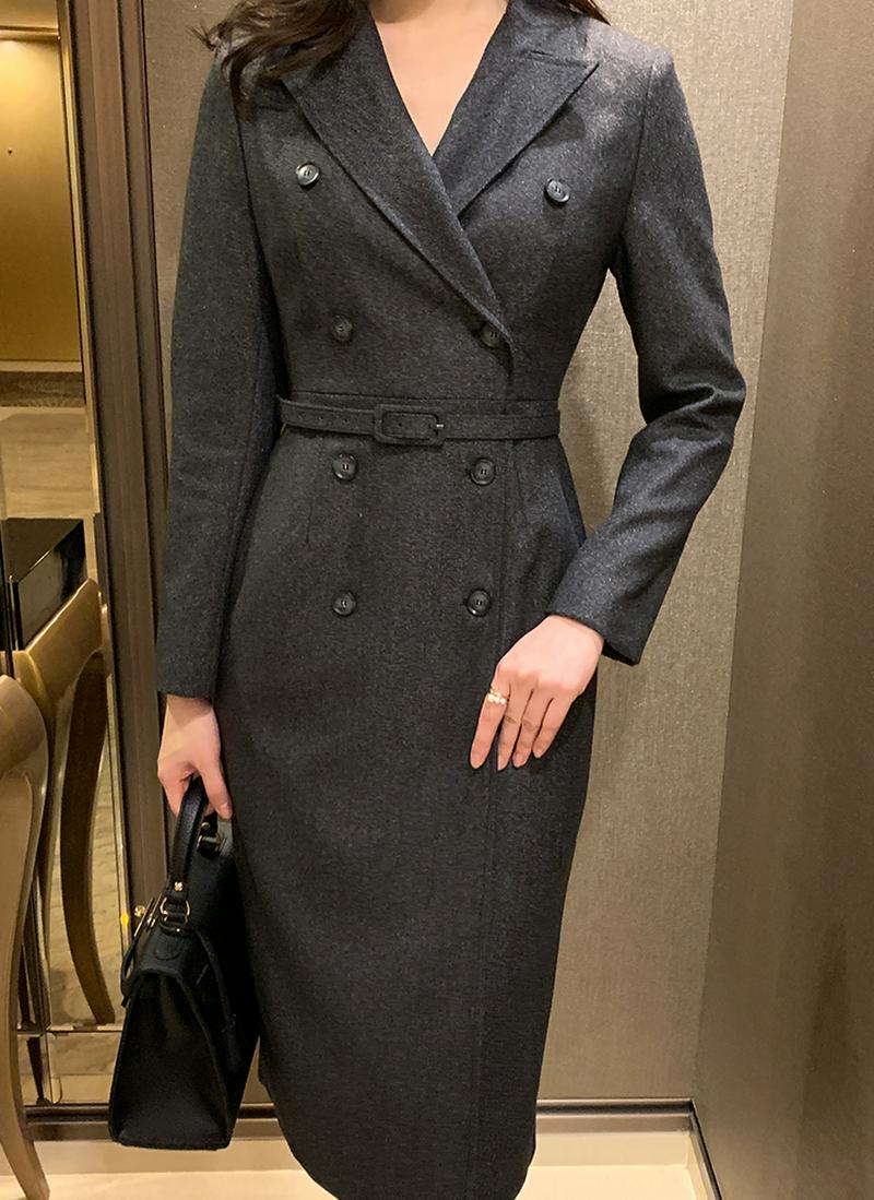 ベルト付ダブルブレストワンピース