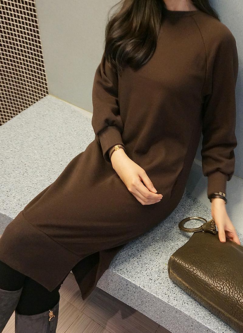 裏起毛ラグランワンピース