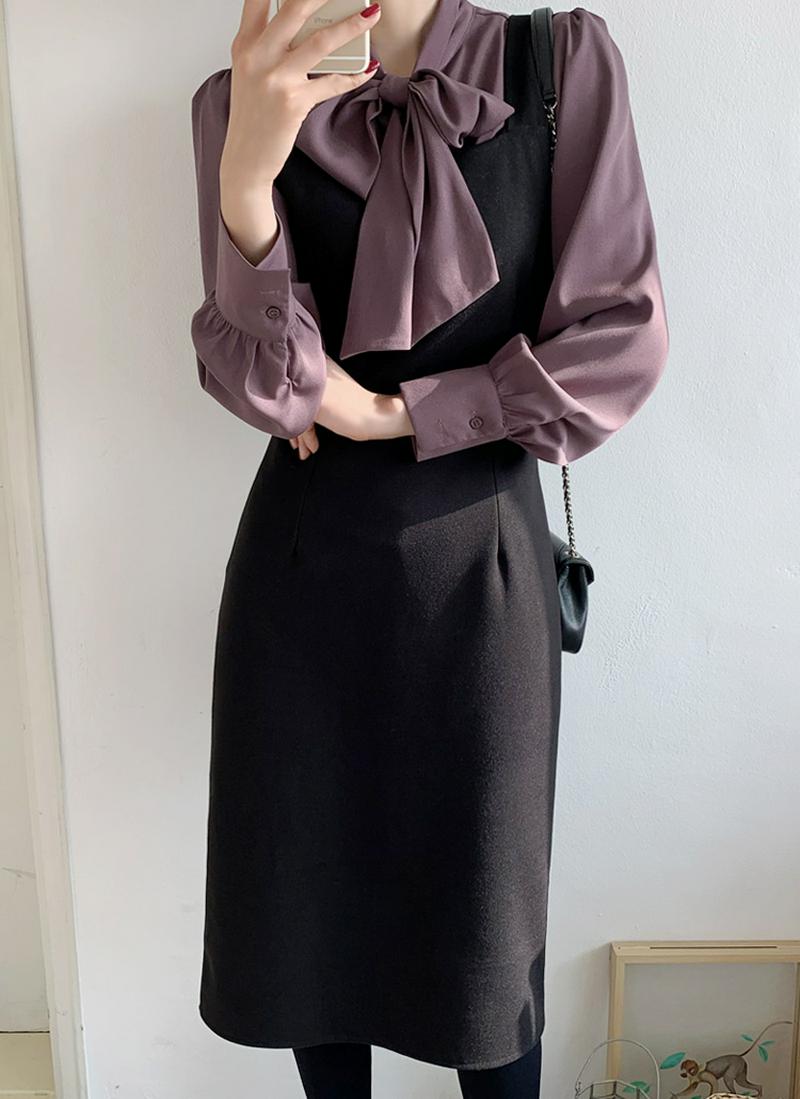 ウール混スリーブレスワンピース