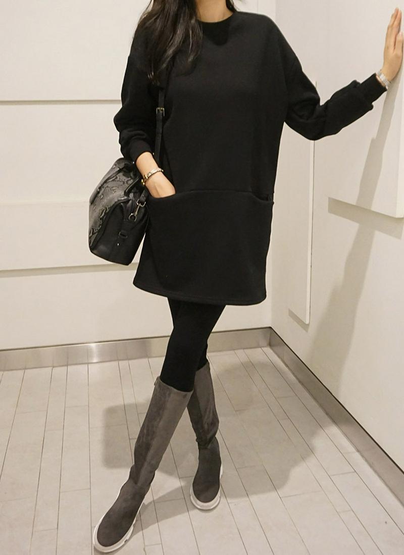 裏起毛ポケットミニワンピース