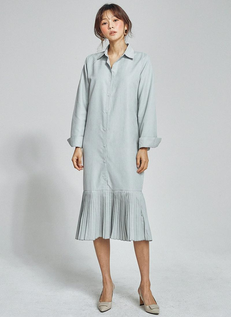 ベスト付プリーツヘムワンピース(スカイブルー)