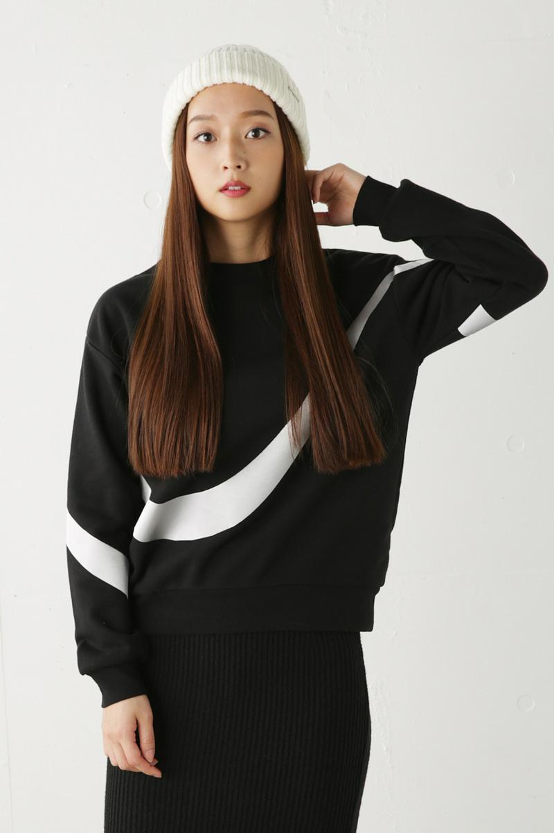 【AZUL BY MOUSSY】裏毛ジオメトリック長袖プルオーバー