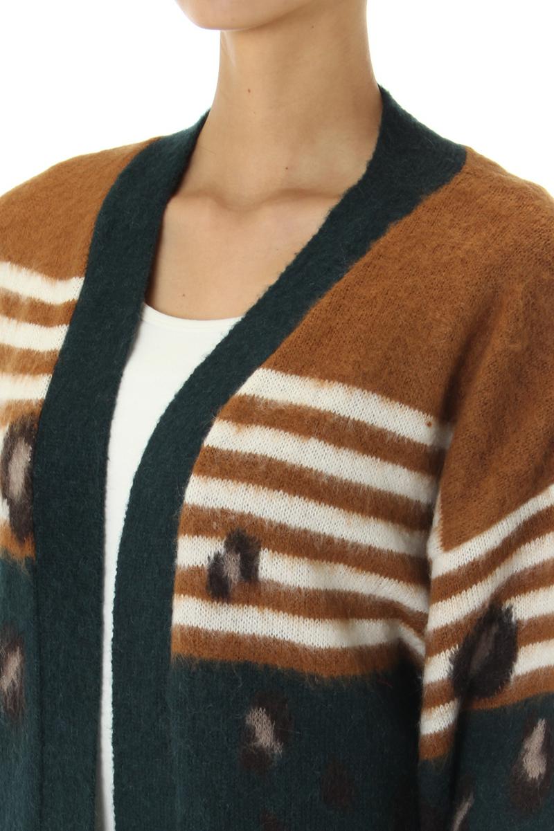 【AZUL BY MOUSSY】起毛レオパードジャカードニットコーディガン