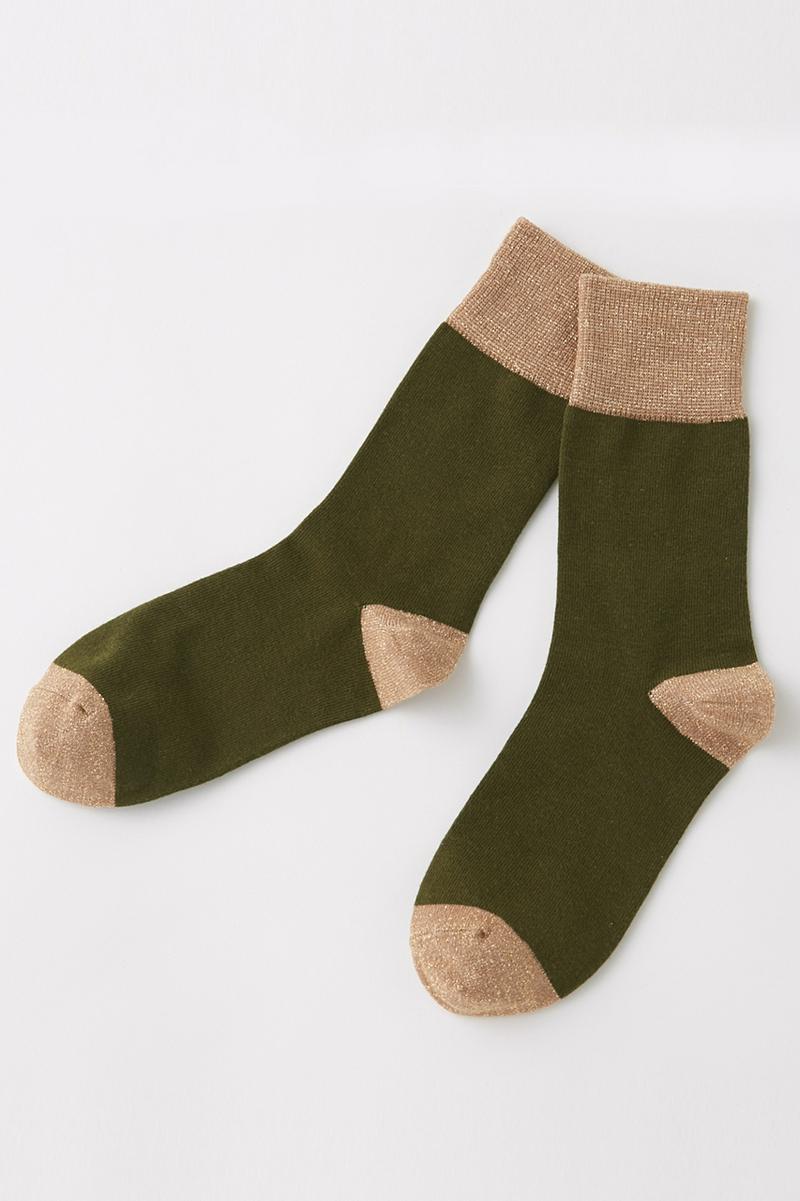 配色ラメクルーソックス