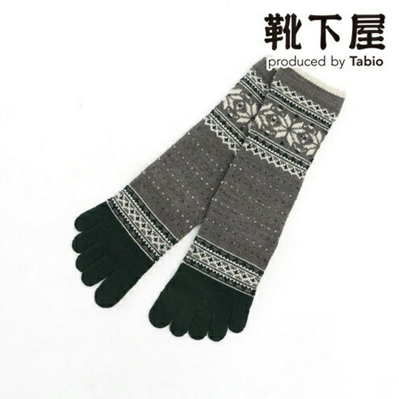 【全品送料無料★〜12/26 9:59迄】【あす楽】【Tabio MEN】 メンズ ◆毛混◆ トップライン雪柄5本指ソックス /