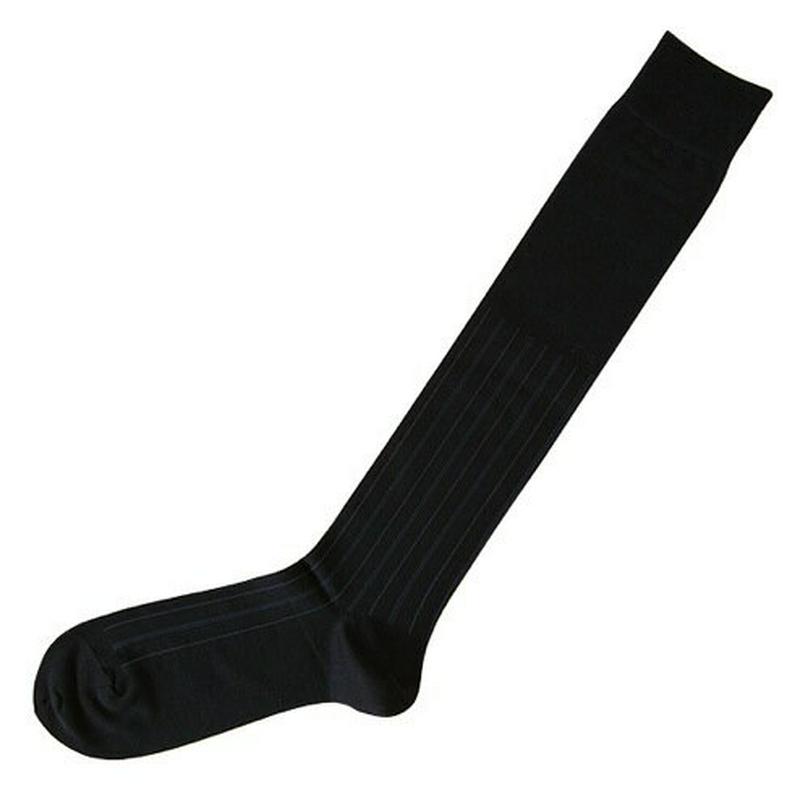 【あす楽】【Tabio MEN】 メンズチョークストライプビジネスロングホーズ コン 紺 ネイビー / 靴下屋 靴下 タビオ Tabio くつ下 メンズ 日本製 ¬¬