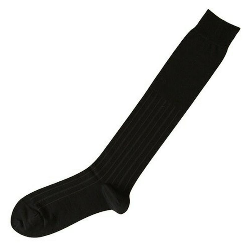 【あす楽】【Tabio MEN】 メンズチョークストライプビジネスロングホーズ クロ 黒 ブラック / 靴下屋 靴下 タビオ Tabio くつ下 メンズ 日本製 ¬¬
