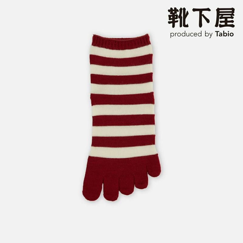 【あす楽】50%OFF【靴下屋】 ウール均等ボーダー五本指クルーソックス / 靴下 タビオ Tabio くつ下 5本指 五本指 5本指靴下 五本指靴下 5本指ソックス 五本指ソックス クルー レディース 日本製 2101sl