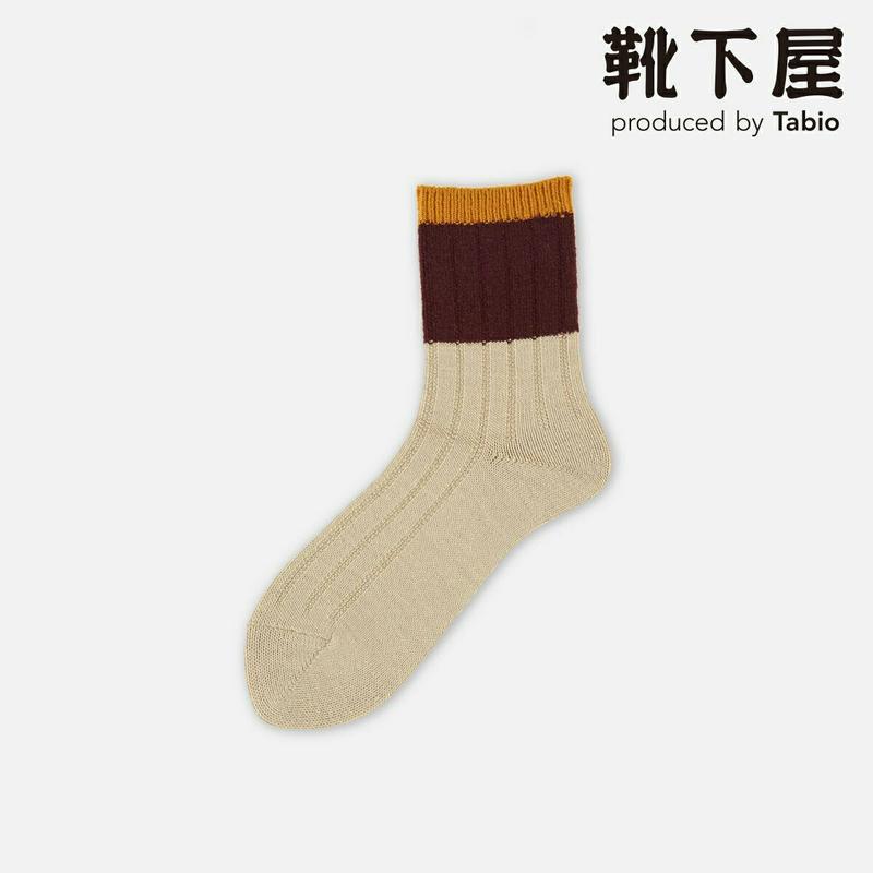 【全品送料無料★〜12/26 9:59迄】【あす楽】【靴下屋】 サンドカラーリブ鹿の子クルーソックス / 靴下 タビオ Tabi