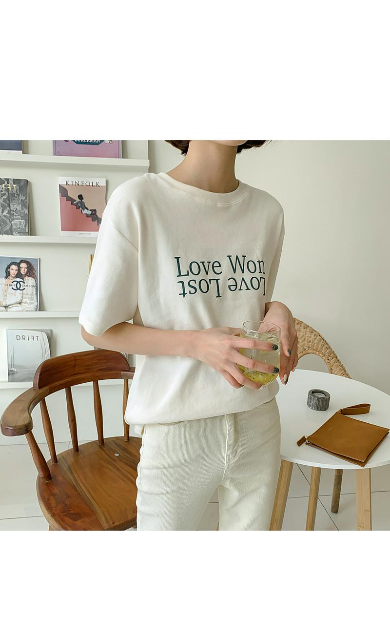 レタリングピーチ起毛半袖Tシャツ