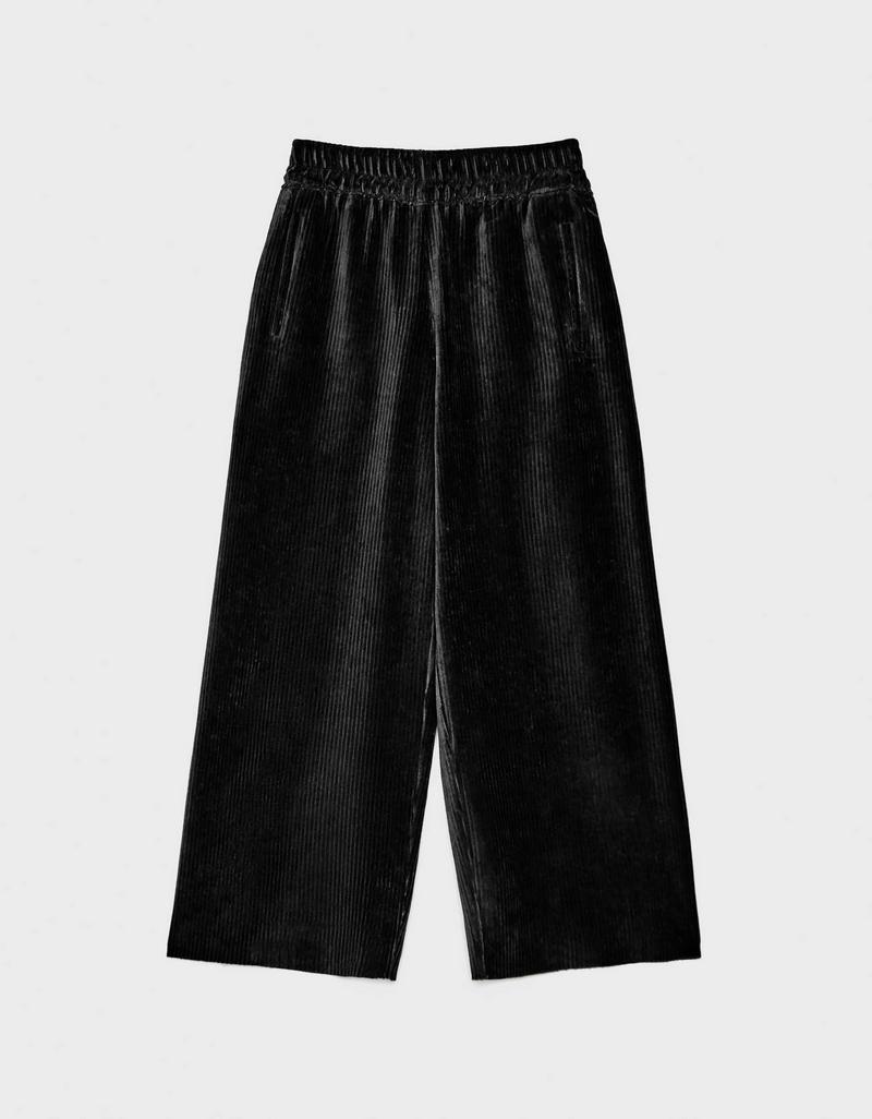 コーデュロイ地ワイドレッグパンツ