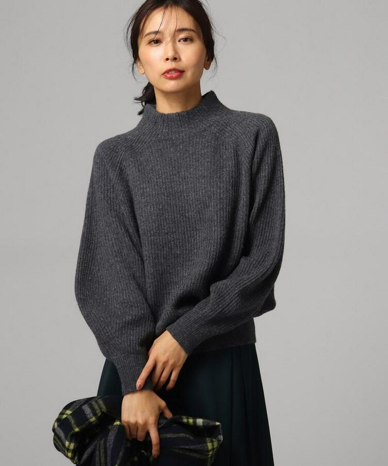 [L]ウール混モックネックニットプルオーバー