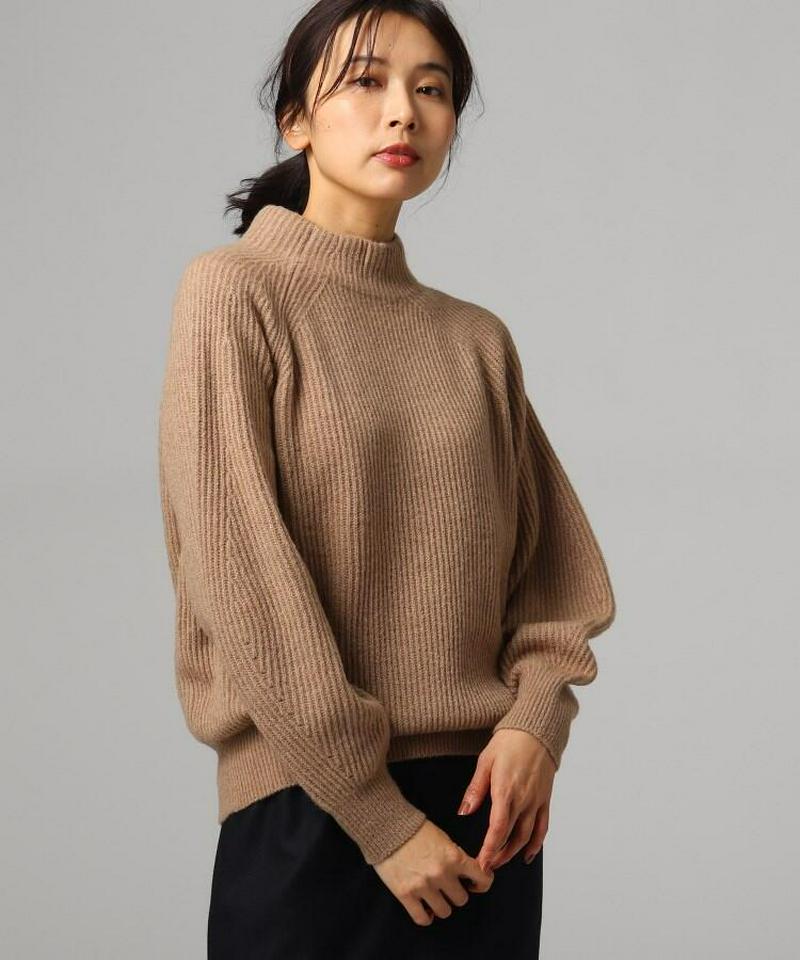 [L]ウール混モックネックニットプルオーバー