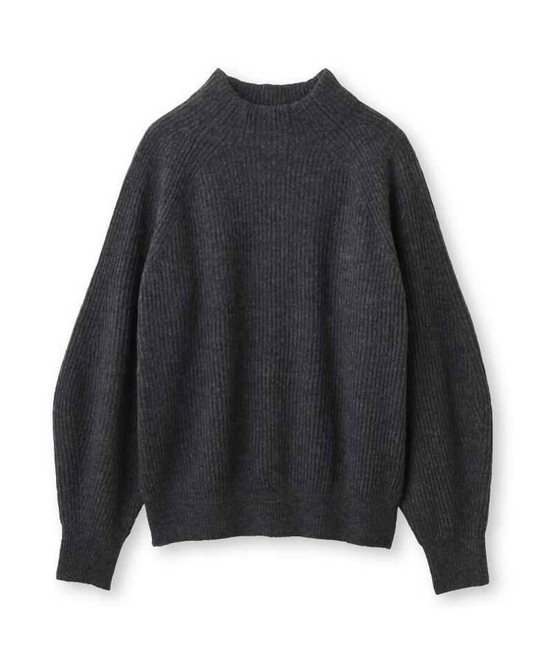 [L]ウール混モックネックニットプルオーバー