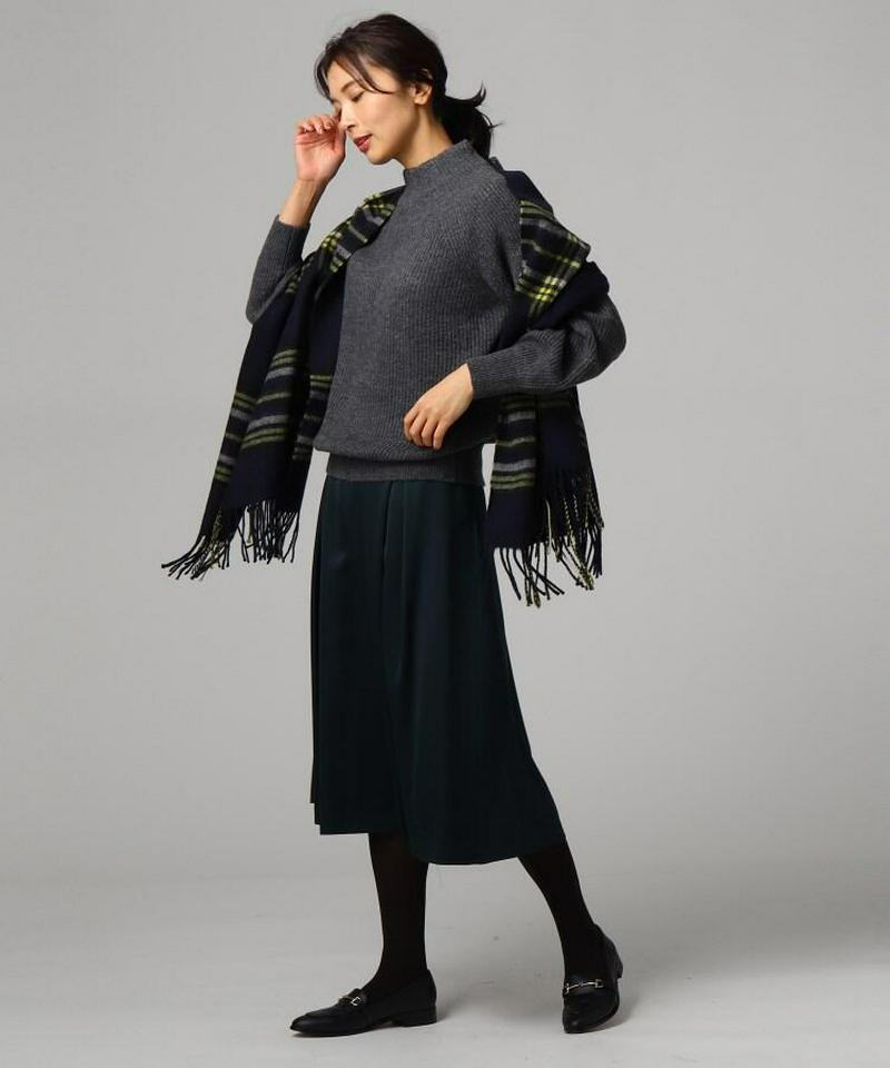 [L]ウール混モックネックニットプルオーバー