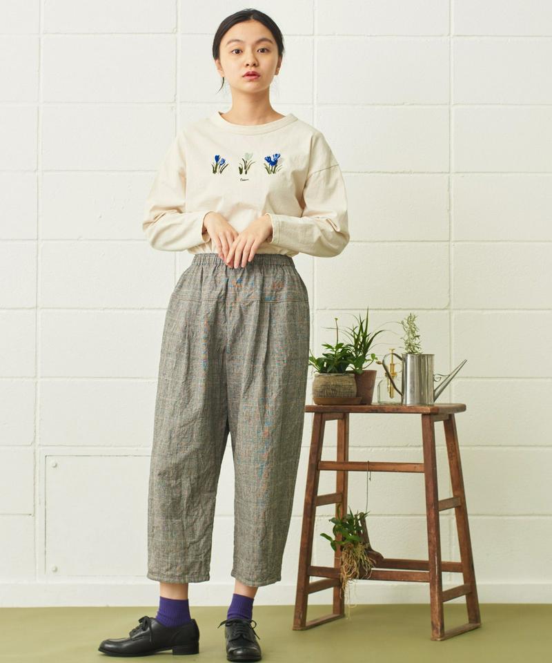 〇mat　綿麻先染めゆったりパンツ
