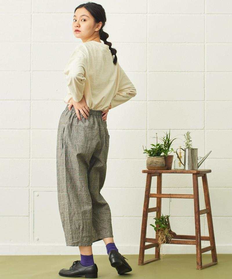 〇mat　綿麻先染めゆったりパンツ