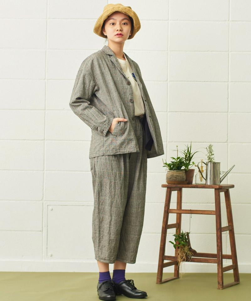 〇mat　綿麻先染めゆったりパンツ