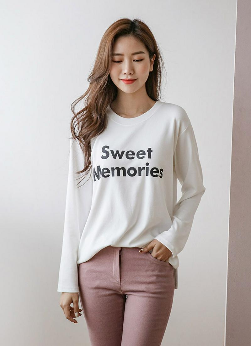 起毛レタリングスパンTシャツ