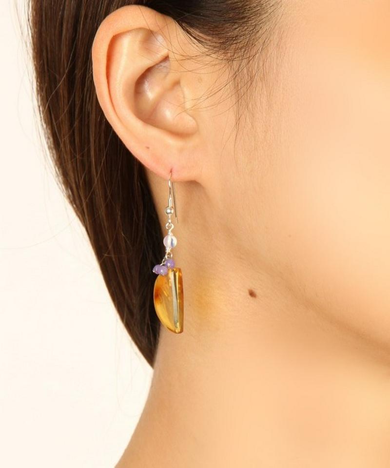 【メキシコ買付】アンバー×パープルジェイドピアス