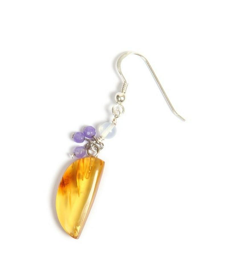 【メキシコ買付】アンバー×パープルジェイドピアス