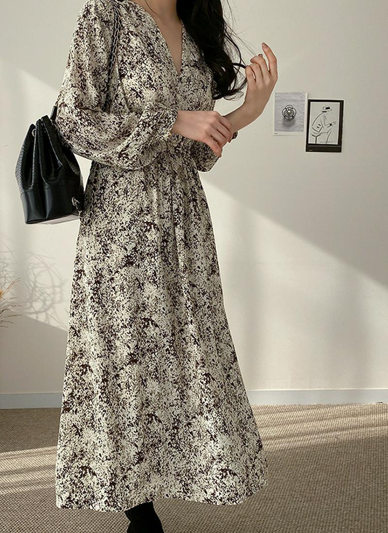 ストリングパターンシフォンワンピース