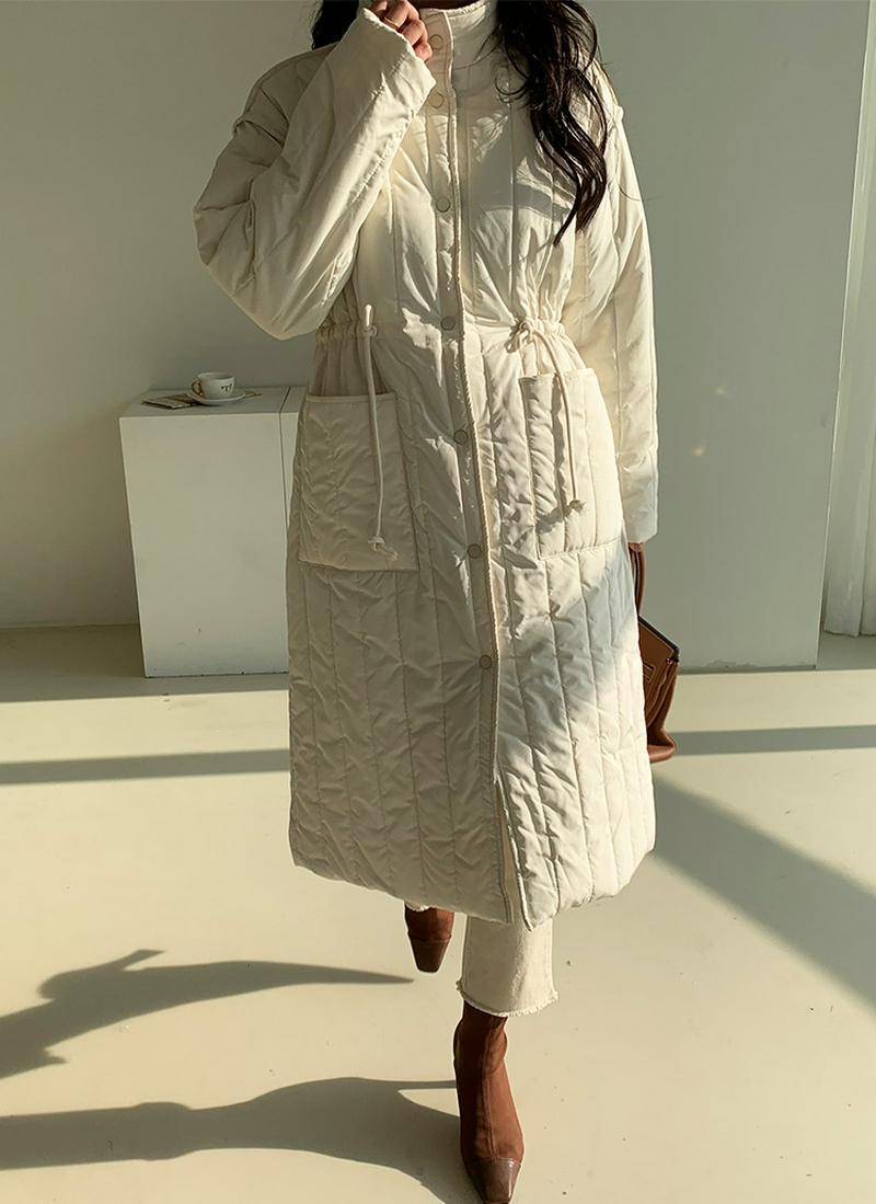 ドロストアウトポケット中綿ロングジャケット