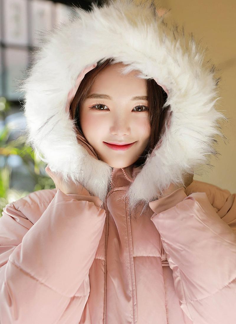 ファーラインフード中綿ロングジャケット