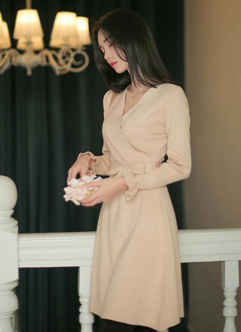 ストラップSETカシュクールニットワンピース