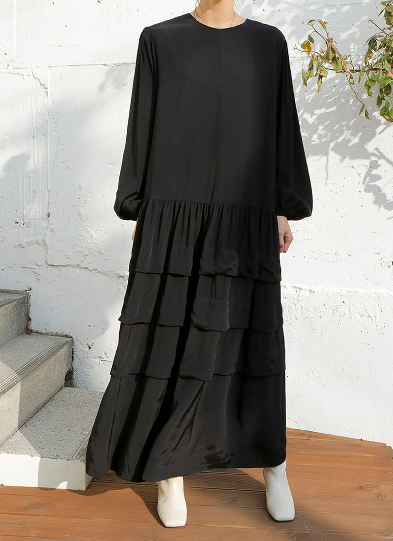 ラウンドネックティアードワンピース