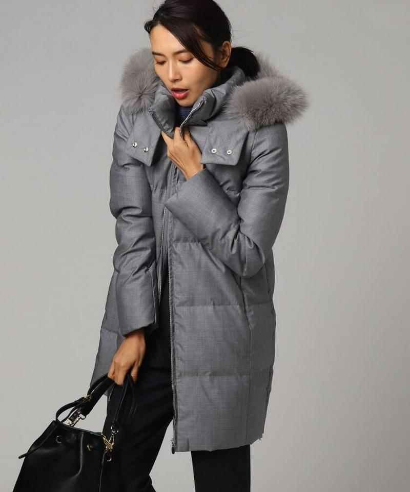 [L]【撥水】メリノセタシルクファーダウンコート