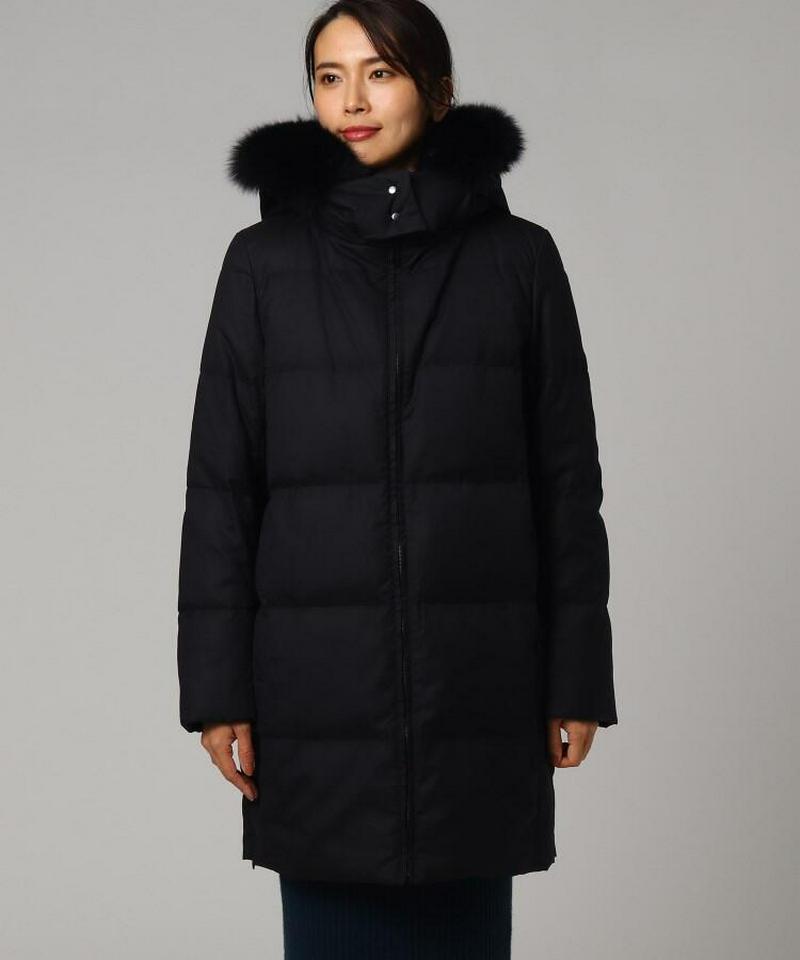 [L]【撥水】メリノセタシルクファーダウンコート