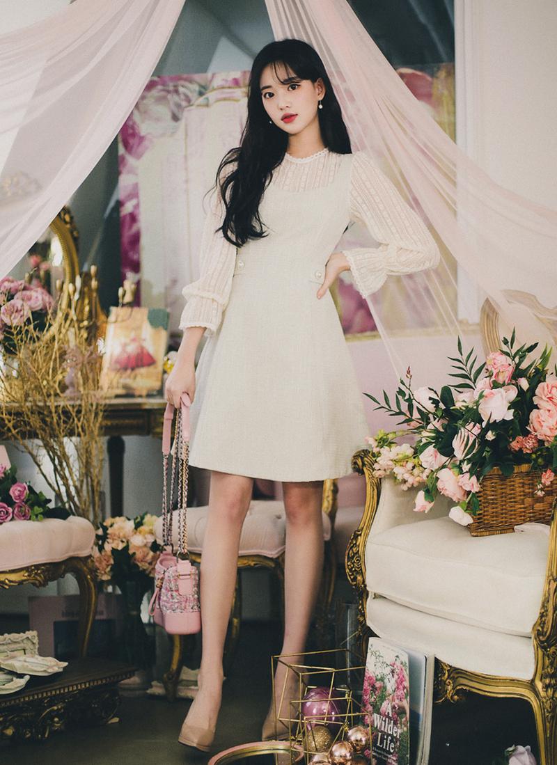 パール調ポイントツイードワンピース